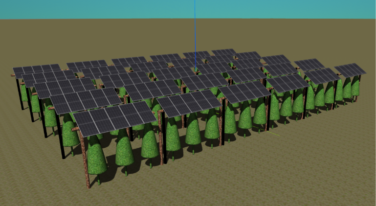 Configurable elevated-tracker agri-PV scene