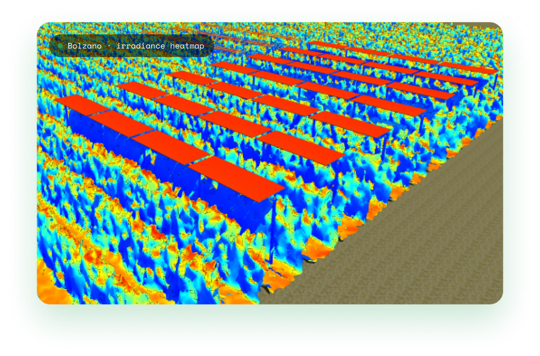 Bolzano irradiance heatmap over an agri-PV site